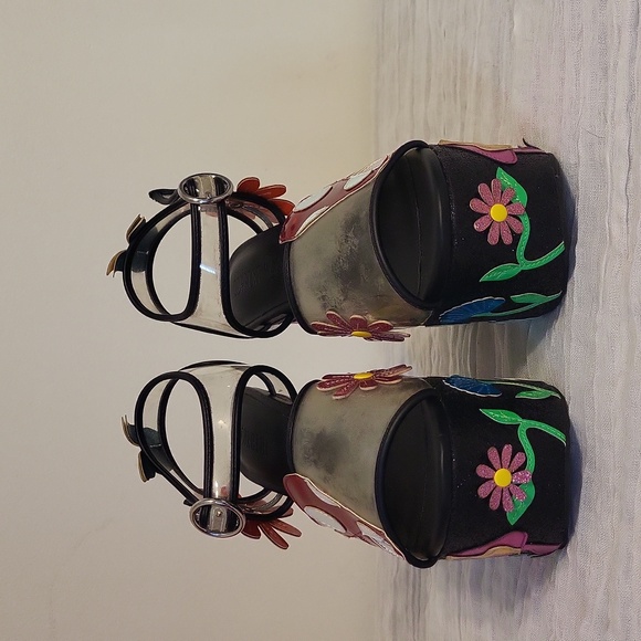 Platform heeled shoes size 6 medium mushrooms flowers Halloween - Picture 16 of 16